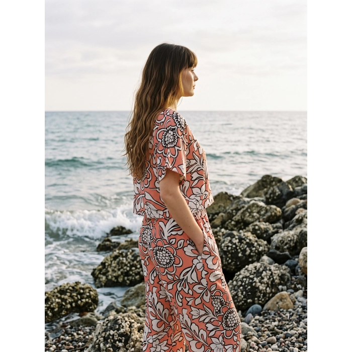 FLORAL DESEN VİSKON BLUZ & PANTOLON TAKIM