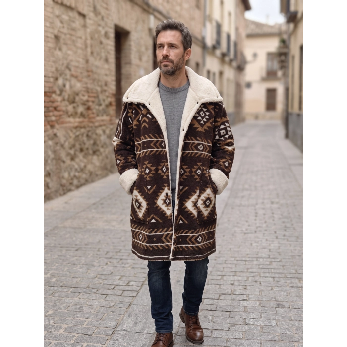 KİLİM DESEN OVERSIZE POLAR PALTO