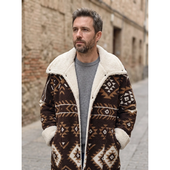 KİLİM DESEN OVERSIZE POLAR PALTO