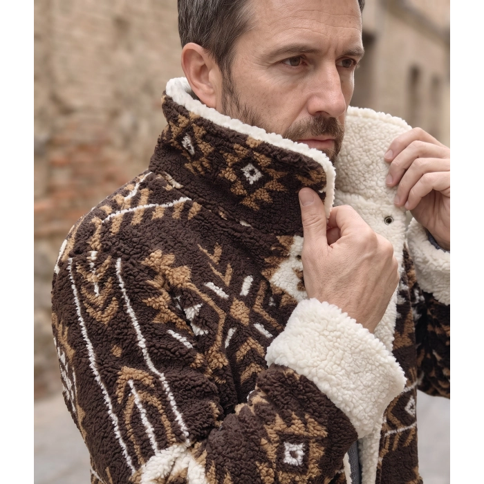 KİLİM DESEN OVERSIZE POLAR PALTO