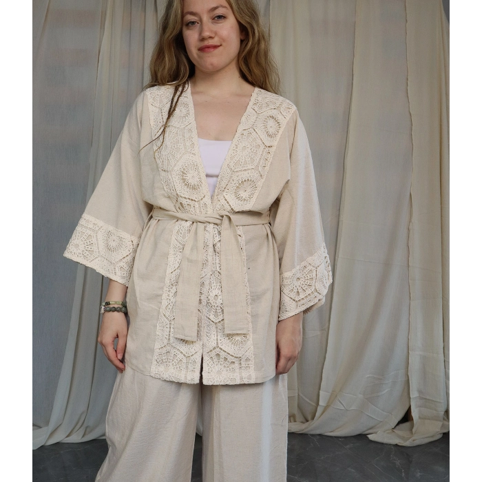 KUTAY KETEN KİMONO & PANTOLON TAKIN