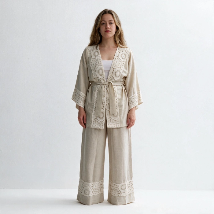 KUTAY KETEN KİMONO & PANTOLON TAKIN