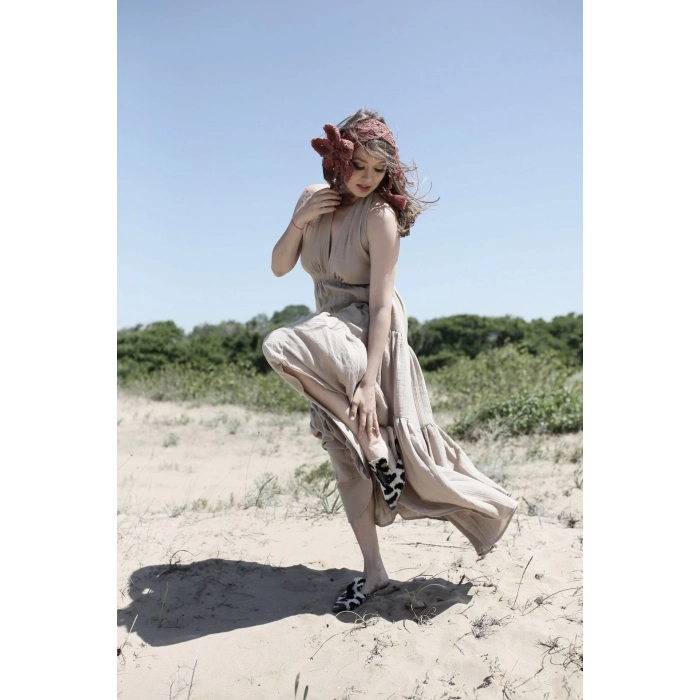 EVA KATLI SIRTI AÇIK MUSLİN BOHO ELBİSE
