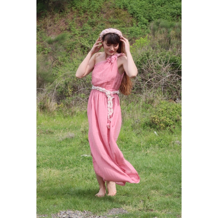 LAGİNA TEK OMUZ MAKSİ ELBİSE