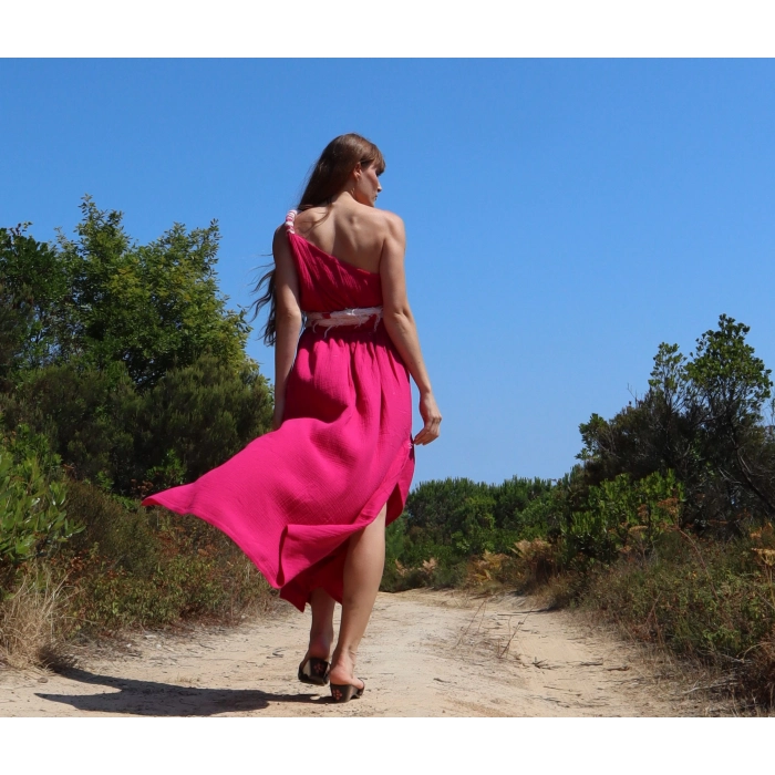 LAGİNA TEK OMUZ MAKSİ ELBİSE