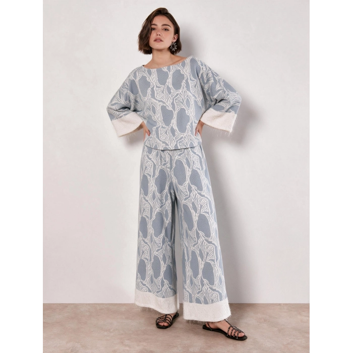 LAPİS JAKAR DESENLİ TRİKO PANTOLON & BLUZ TAKIM