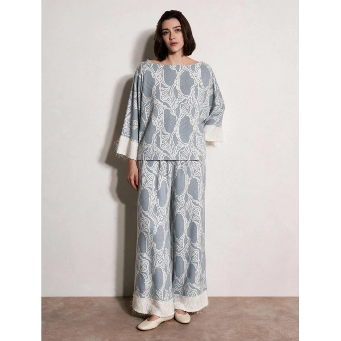 LAPİS JAKAR DESENLİ TRİKO PANTOLON & BLUZ TAKIM