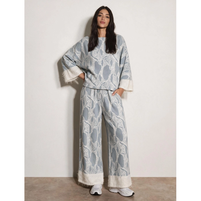 LAPİS JAKAR DESENLİ TRİKO PANTOLON & BLUZ TAKIM
