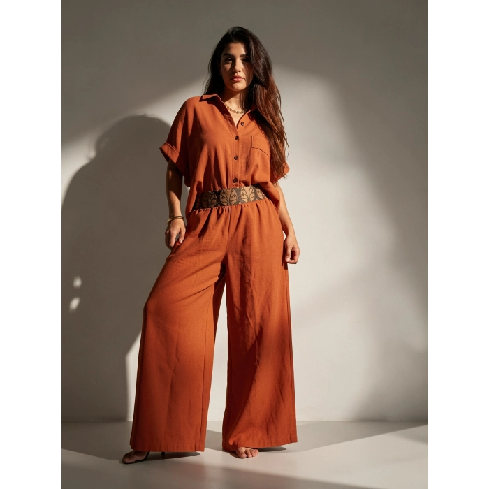 SAHRA BOHEM BOL PAÇA PANTOLON / Kiremit
