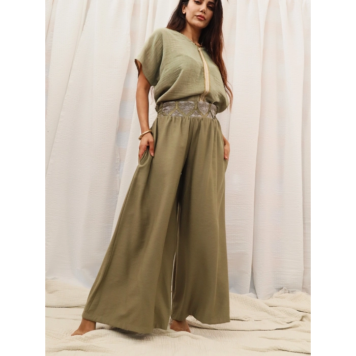 SAHRA BOHEM BOL PAÇA PANTOLON / Yağ Yeşili
