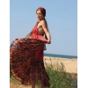 GAZELLE BOHO STİL MAXİ ÇİNGENE ELBİSE / Tarçın