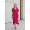 DORA YALDIZLI MÜSLİN ELBİSE / fuşya