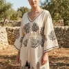CORAL PAMUK BASKILI ELBİSE / mercan desen