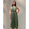 AZİZE BOHEM STİL MÜSLİN ELBİSE / Çağla