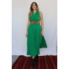 AZİZE BOHEM STİL MÜSLİN ELBİSE / çimen