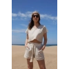 LAVANDA KETEN KARIŞIMLI BLUZ & ŞORT TAKIM