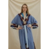 TARSUS KİLİM BORDÜRLÜ DOKUMA KAFTAN / mavi