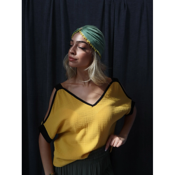 HARMAN 2 RENK MÜSLİN BLUZ