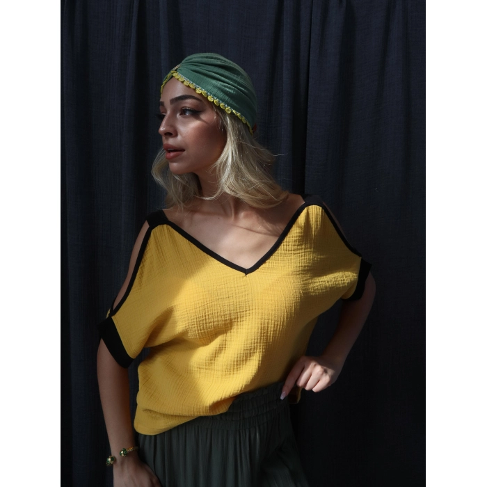 HARMAN 2 RENK MÜSLİN BLUZ