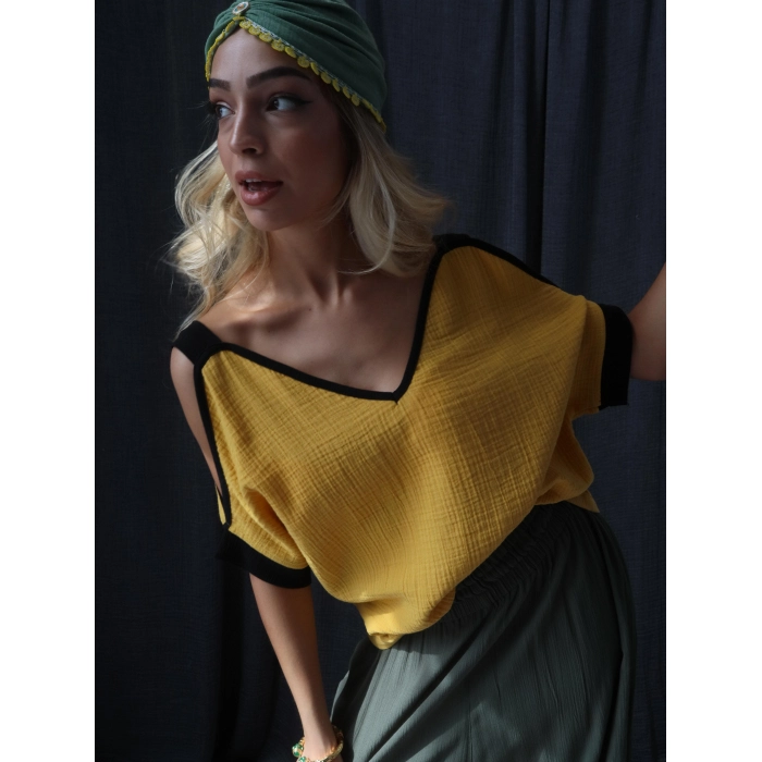 HARMAN 2 RENK MÜSLİN BLUZ