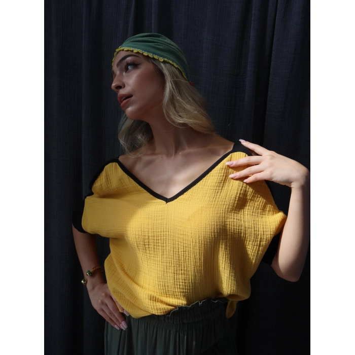 HARMAN 2 RENK MÜSLİN BLUZ