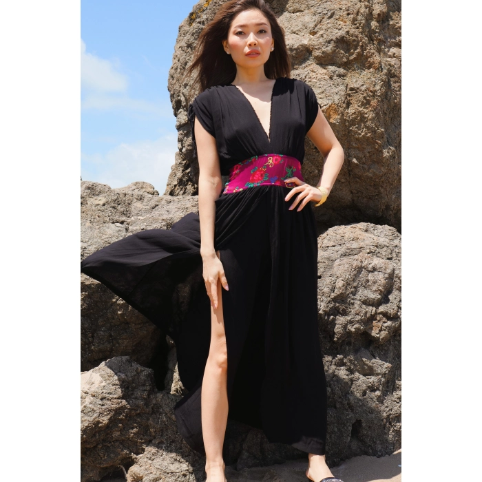 HELEN BELİ YAZMA ELBİSE / SİYAH