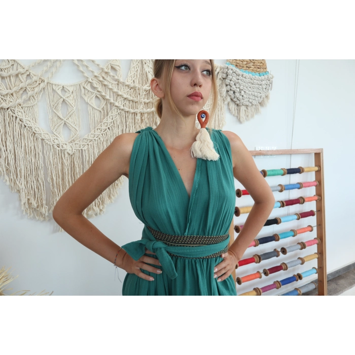 AZİZE BOHEM STİL MÜSLİN ELBİSE / Nefti