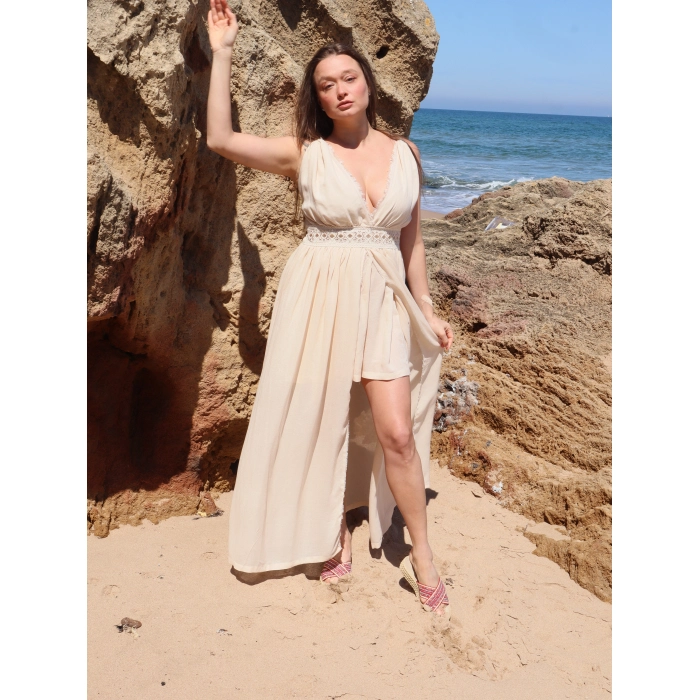 ELMAS KAFTAN & ELBİSE TAKIM / Ekru