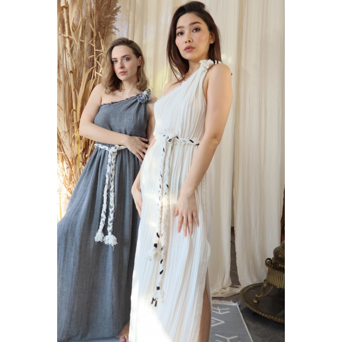 LAGİNA TEK OMUZ MAKSİ ELBİSE