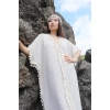 ATLAS ÇİZGİLİ ŞİLE BEZİ PÜSKÜL DETAYLI KAFTAN