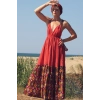 GAZELLE BOHO STİL MAXİ ÇİNGENE ELBİSE / Tarçın