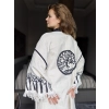 HAYAT AĞACI TAHTA BASKILI DOKUMA KAFTAN / Naturel