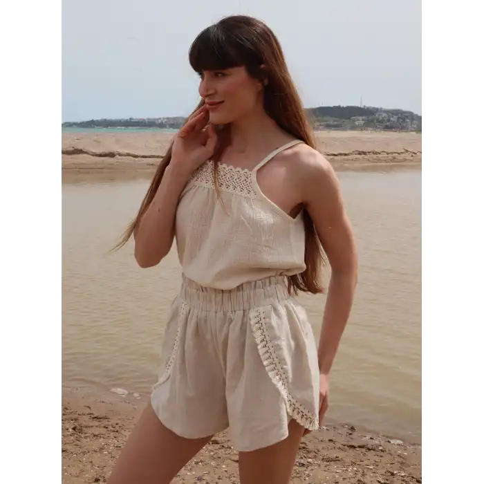 ŞİLE ASKILI BLUZ & ŞORT TAKIM