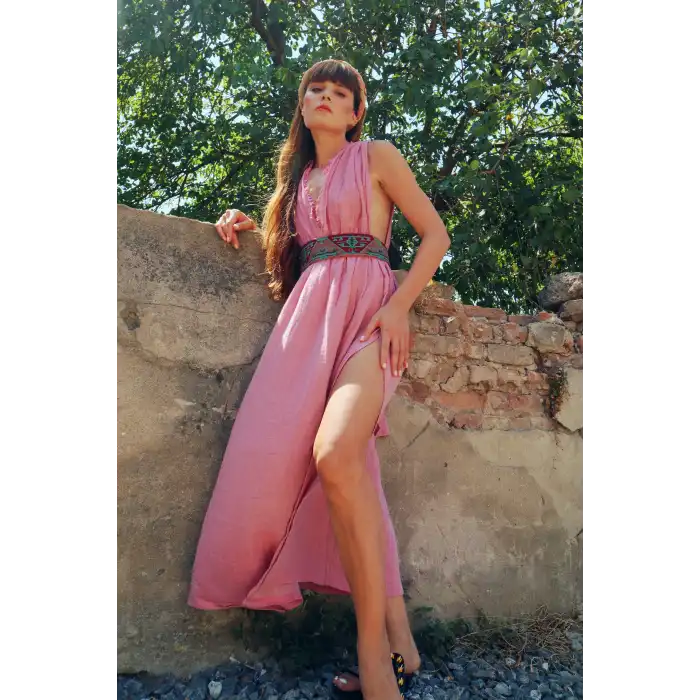 AZİZE BOHEM STİL MÜSLİN ELBİSE / Vintage Pembe