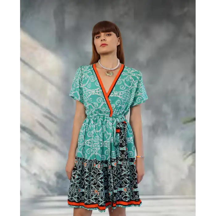 NİL KRUVAZE YAKA ELBİSE