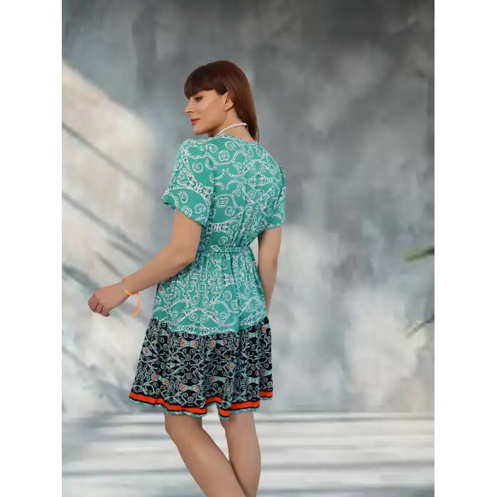 NİL KRUVAZE YAKA ELBİSE