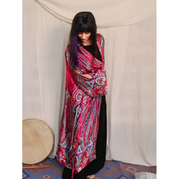 SİLKROAD HİNT İPEĞİ ŞAL DESEN KİMONO