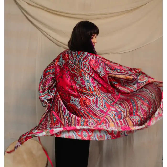 SİLKROAD HİNT İPEĞİ ŞAL DESEN KİMONO