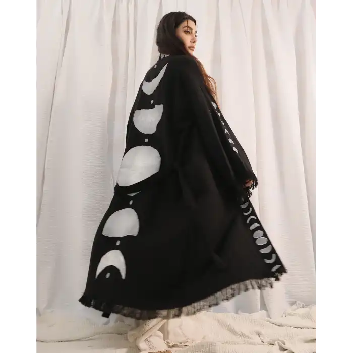 MOON TAHTA BASKILI MÜSLİN KİMONO