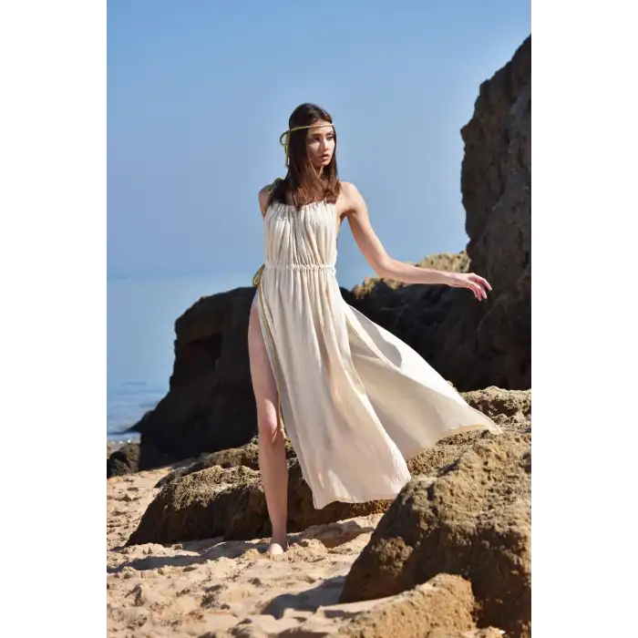 CLEOPATRA İP DETAYLI  ASKILI ELBİSE