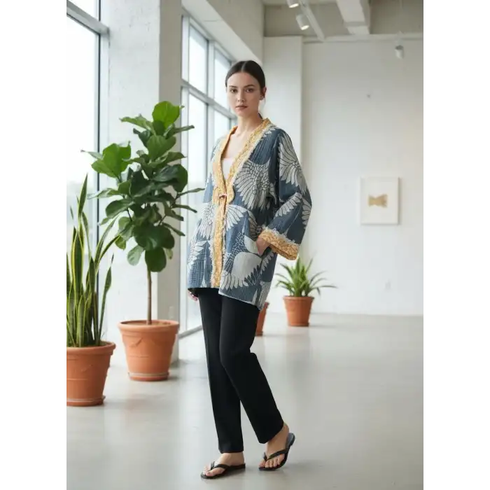 LAKLAKHAN JAKAR DOKUMA MÜSLİN KAFTAN HIRKA