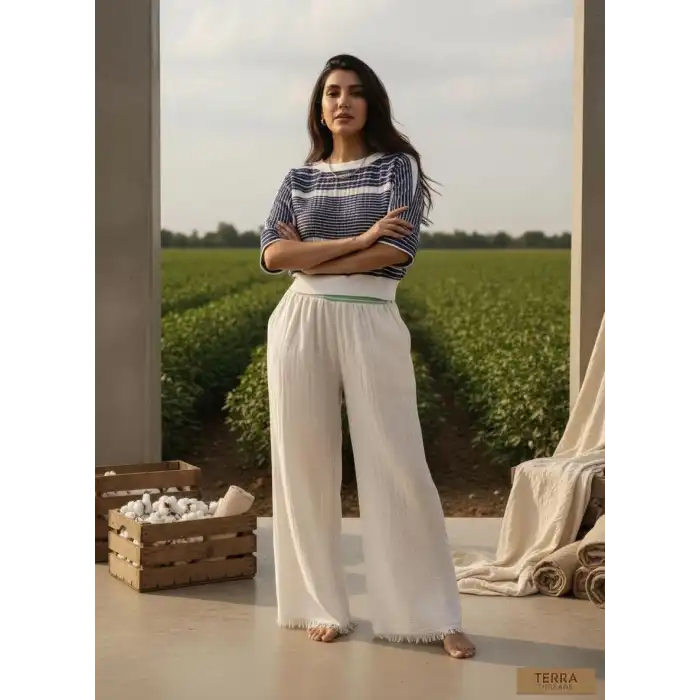 MUMBAI MÜSLİN CROP & PANTOLON TAKIM / Lacivert