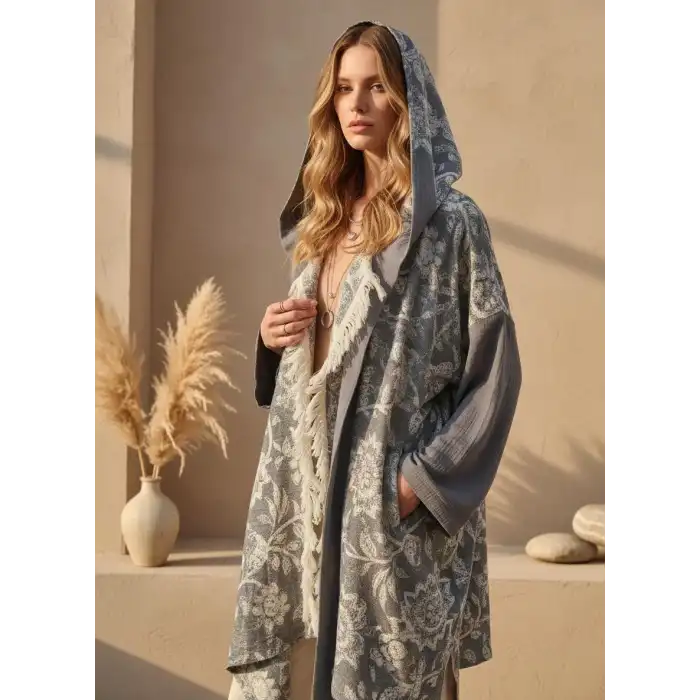 NOTALGIA KAPŞONLU PAMUK KİMONO