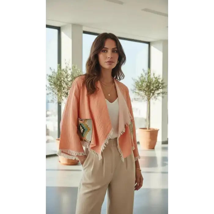 CHAPUT MÜSLİN DOKUMA MİNİ CEKET