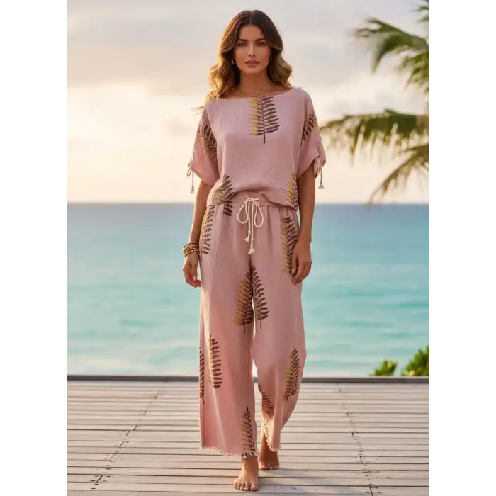 FERNS OMUZDAN BÜZGÜLÜ BLUZ & PANTOLON TAKIM