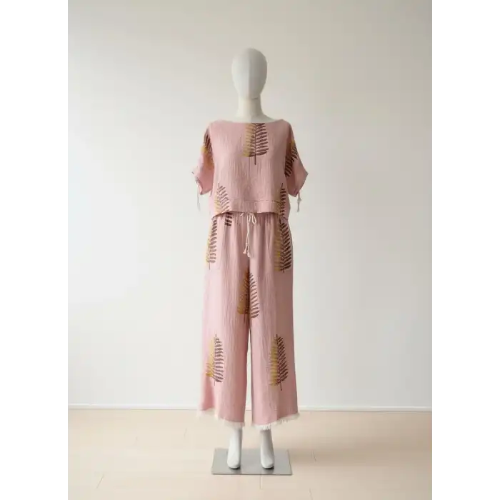 FERNS OMUZDAN BÜZGÜLÜ BLUZ & PANTOLON TAKIM