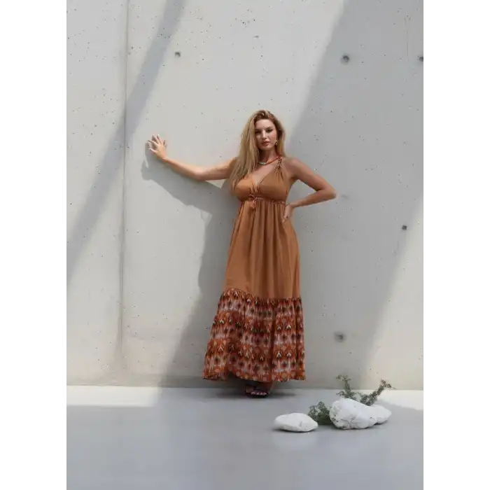 GAZELLE BOHO ÇİNGENE ELBİSE / Camel