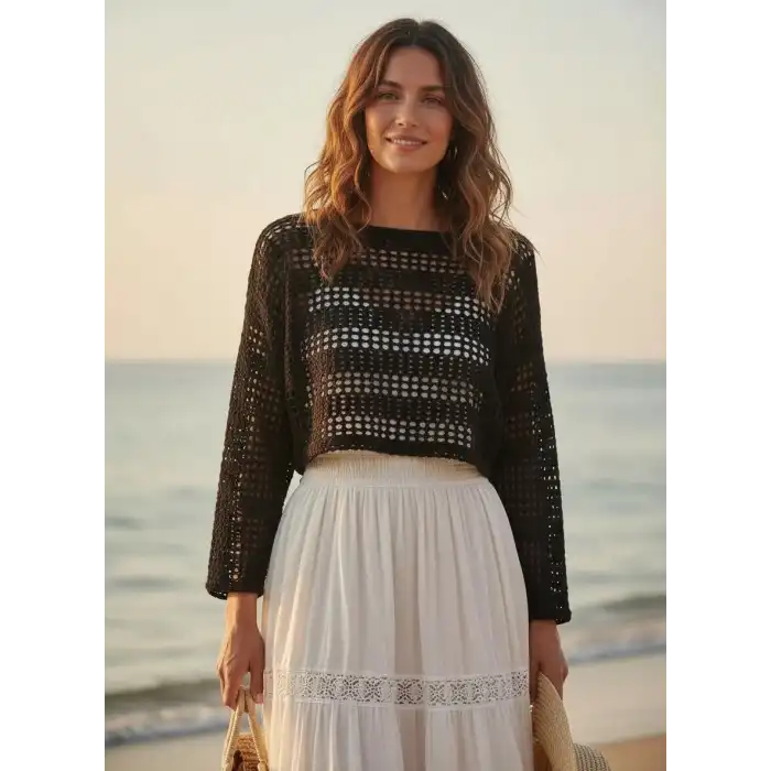CROP FİLE BLUZ