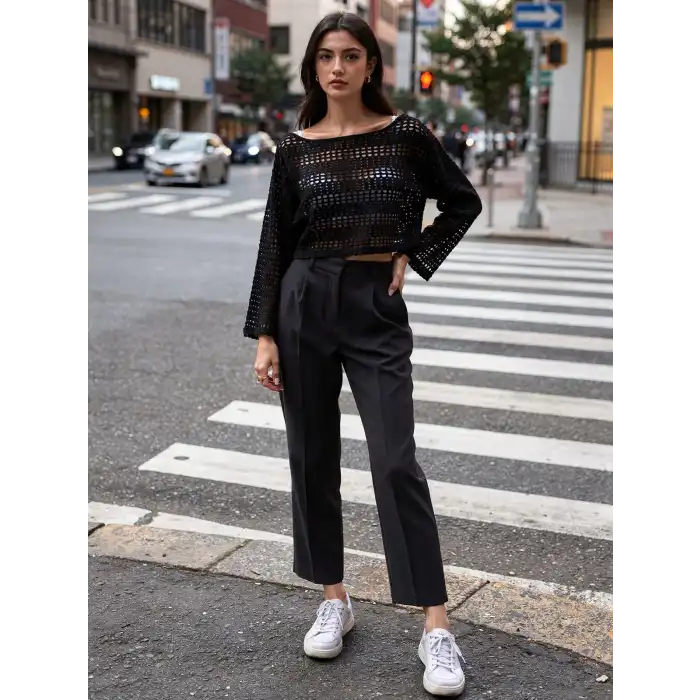CROP FİLE BLUZ