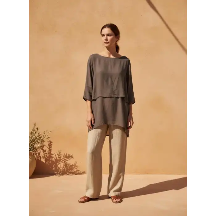 ÇİFT KAT VUAL KOLLU BLUZ